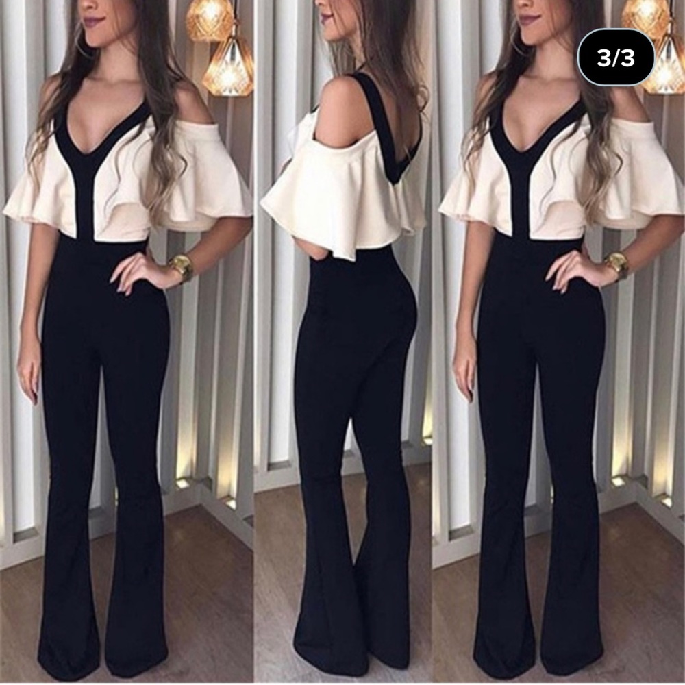black and white jumpsuit